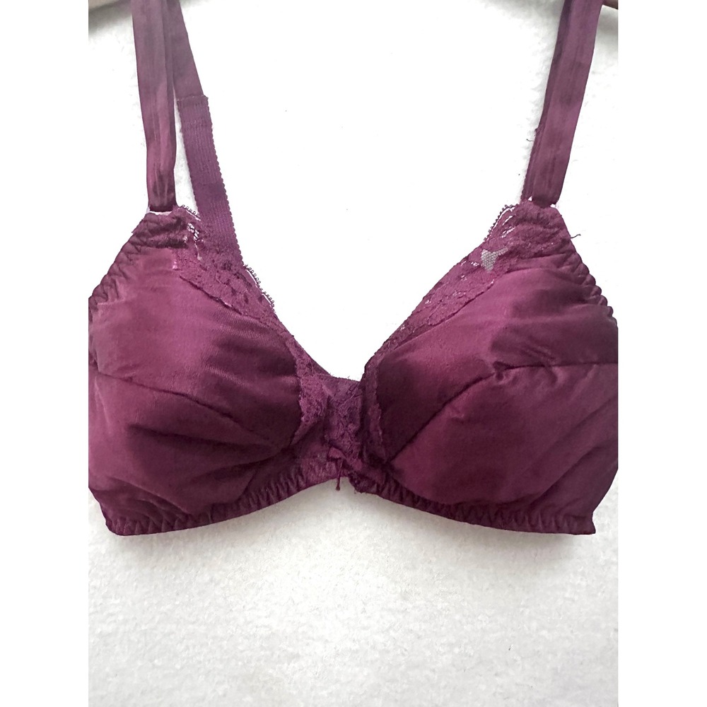 Vintage Vassarette Lace Bra 32C Tap Shorts Sz 4 Set Plum Purple Burgundy Wine - Picture 6 of 10
